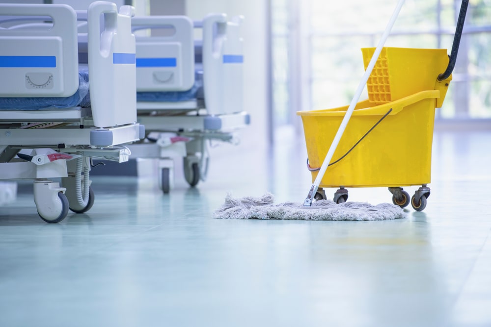 Cleaning,The,Patient,Room,In,A,Modern,Hospital,,Cleaner,,Hospital